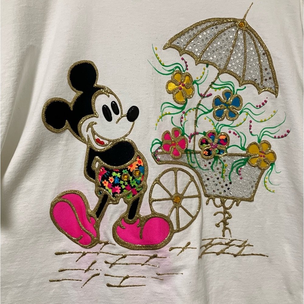 Vintage Disney Originals Disney Parks Puffer Paint Mickey Mouse Flower Cart Tee